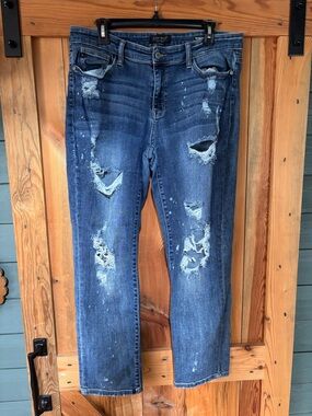 Judy Blue Women’s Distressed Dark Blue Boyfriend Jeans